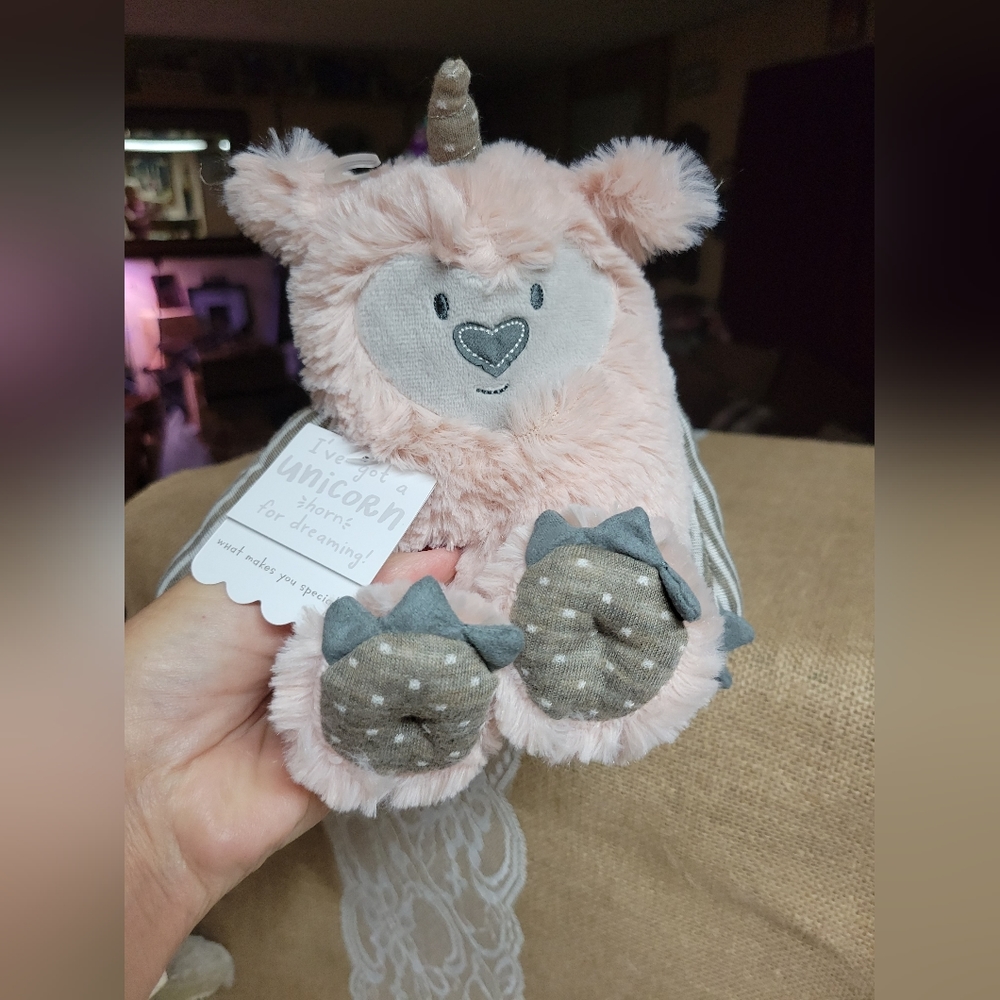 Demdaco growl Pals I've got a unicorn horn for dreaming-pink/grey